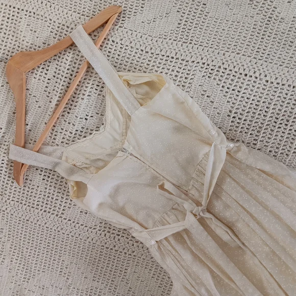 . Vintage Handmade Small Batch Cotton Lace Tie Back Prairie Maxi Slip Dress . - Picture 5 of 16